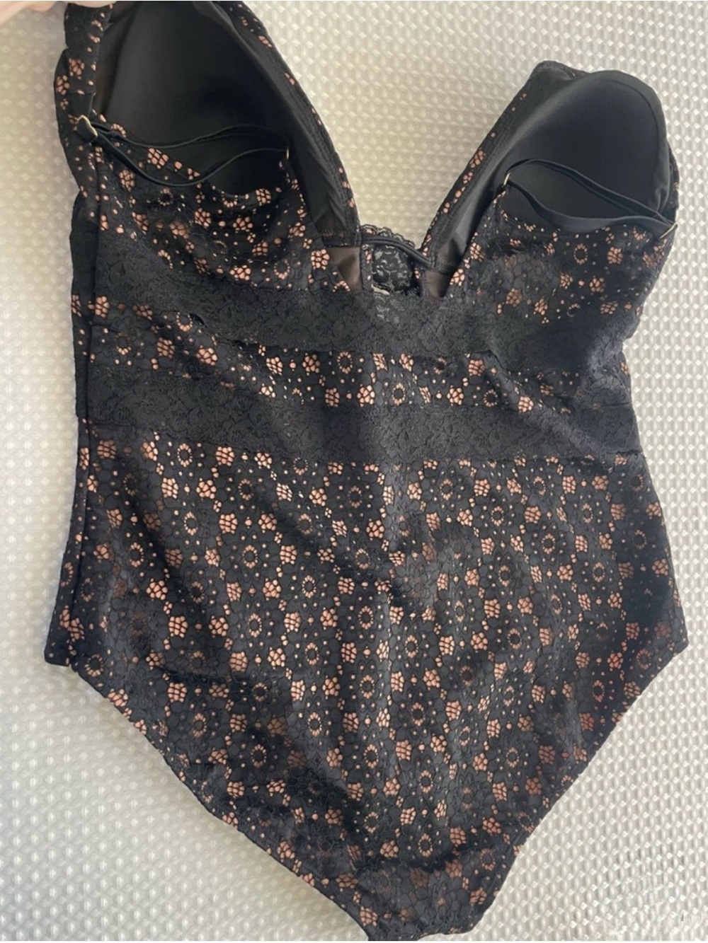 🖤Meet Curve Sexy Black Lace Pattern One-Piece Swimsuit with Nude Lining NWT🖤 - Picture 5 of 8